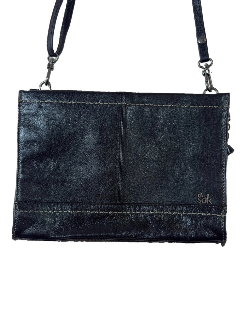 THE SAK black leather Iris hangbag medium tote purse